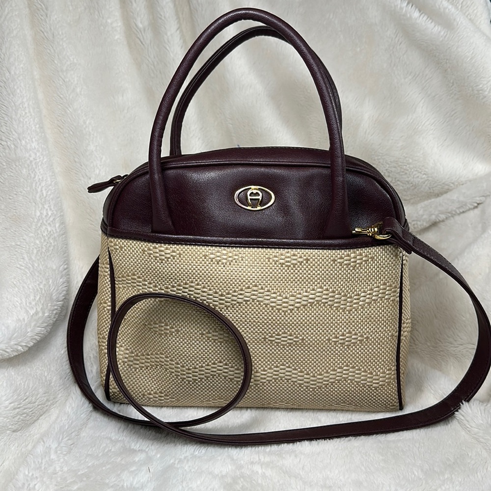 Etienne Aigner EUC Straw and Leather Two Way Bag